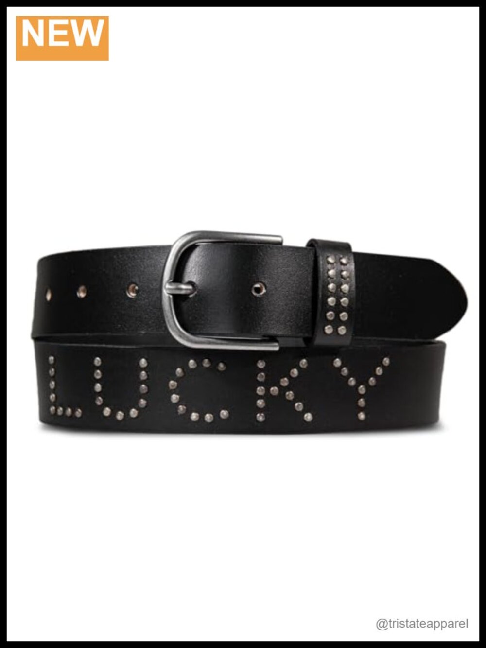 Genuine Leather Studded Belt with Nickel Roller Buckle